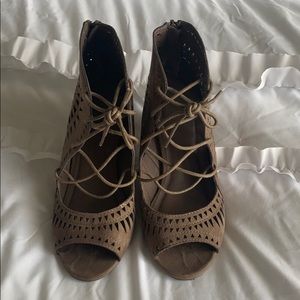 Brown lace up booties